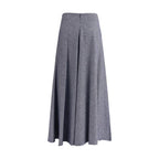 Sara Roka Blue Cotton Midi Skirt - Zeiniez