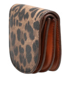 Dolce & Gabbana Brown Leopard Print Calf Leather Small Coin Purse Wallet - Zeiniez