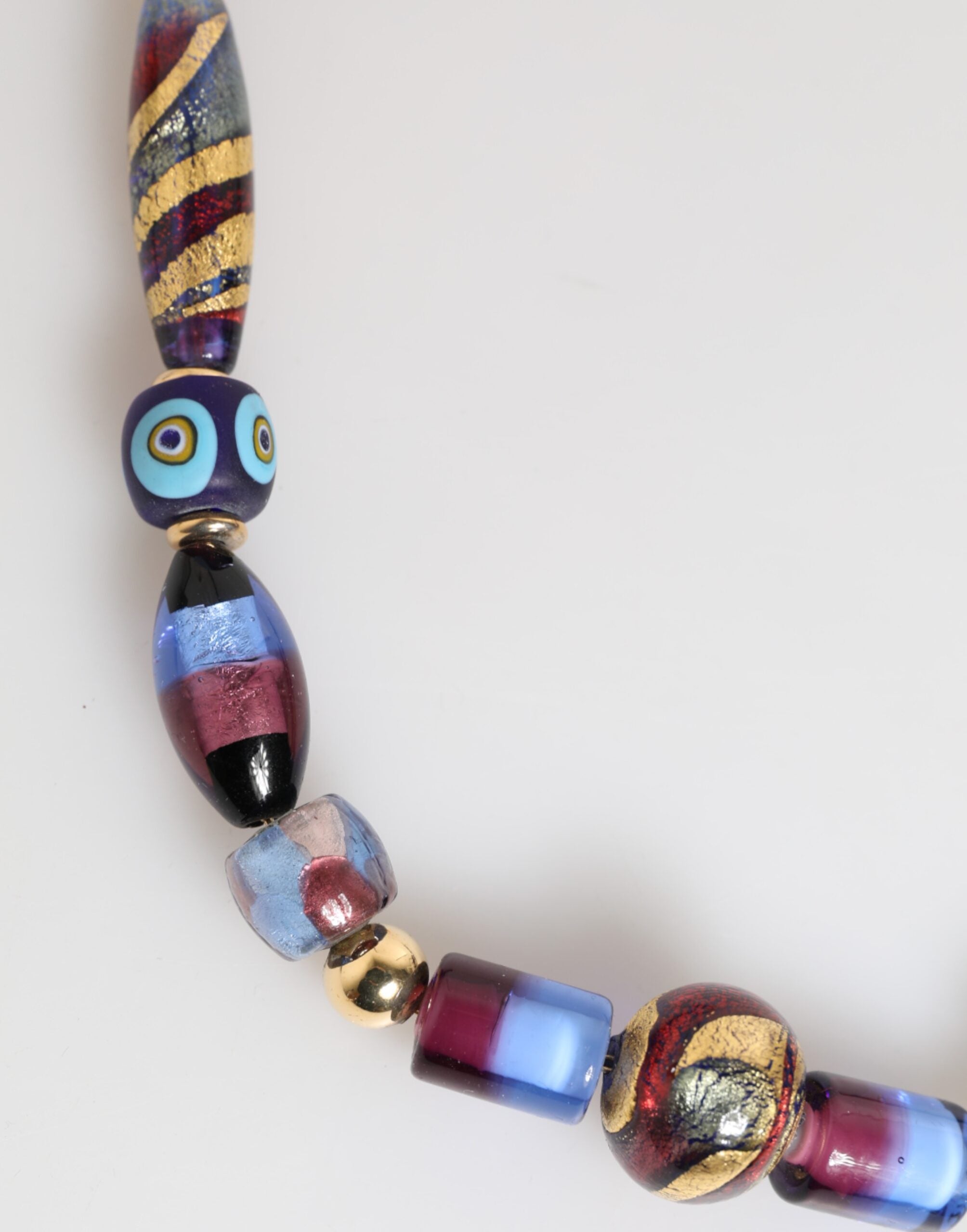 Dolce & Gabbana Multicolor Murano Glass Beads Gold Brass Chain Jewelry Necklace - Zeiniez