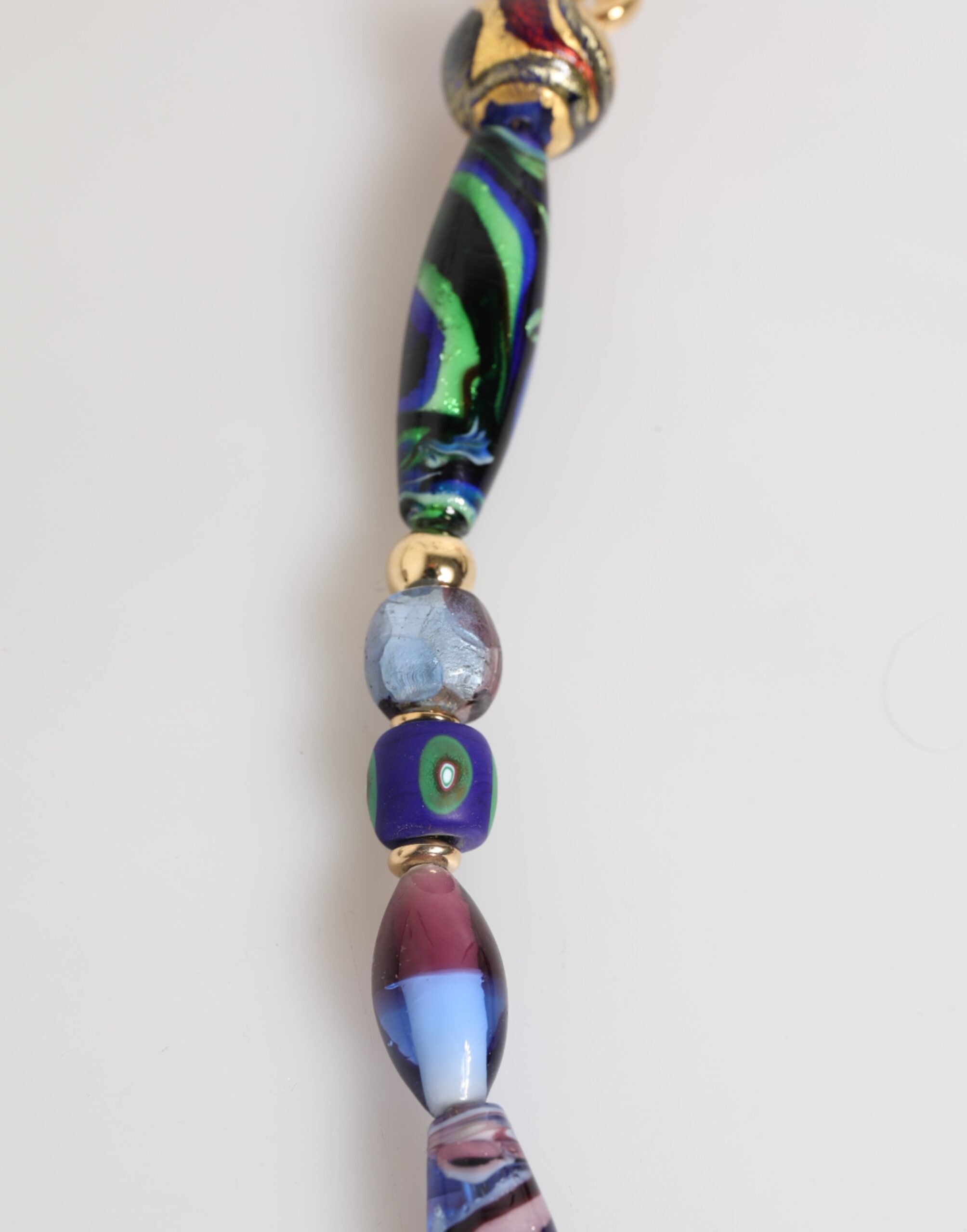 Dolce & Gabbana Multicolor Murano Glass Beads Gold Brass Chain Jewelry Necklace - Zeiniez