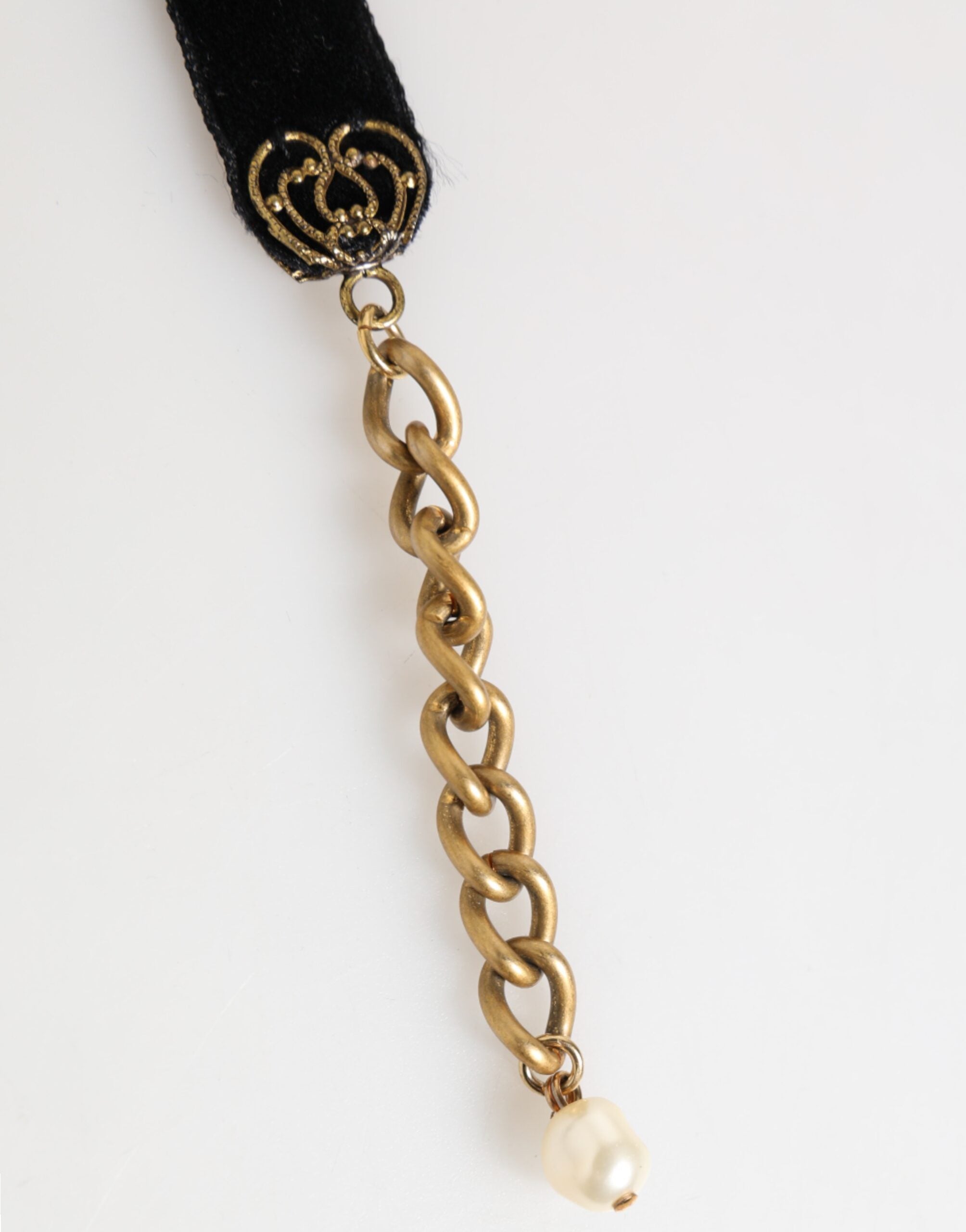 Dolce & Gabbana Blue Floral Appliqué Velvet Choker Crystal Beads Necklace - Zeiniez