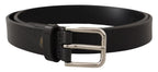 Dolce & Gabbana Calf Leather Silver Tone Black Metal Buckle Belt - Zeiniez