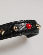 Dolce & Gabbana Black Embellished Leather Bag Handle Women Shoulder Strap - Zeiniez