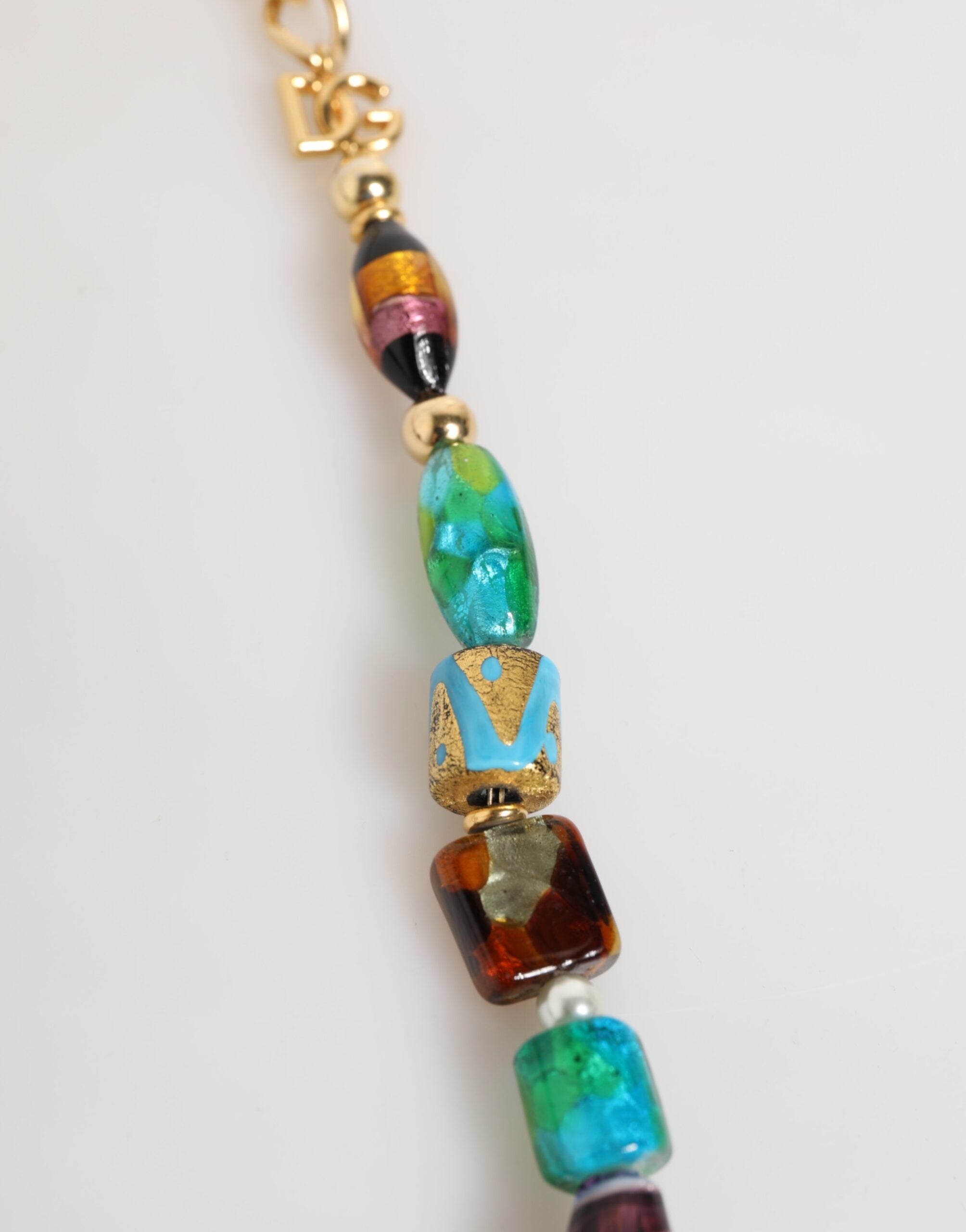 Dolce & Gabbana Multicolor Murano Glass Beads Gold Chain Jewelry Necklace - Zeiniez