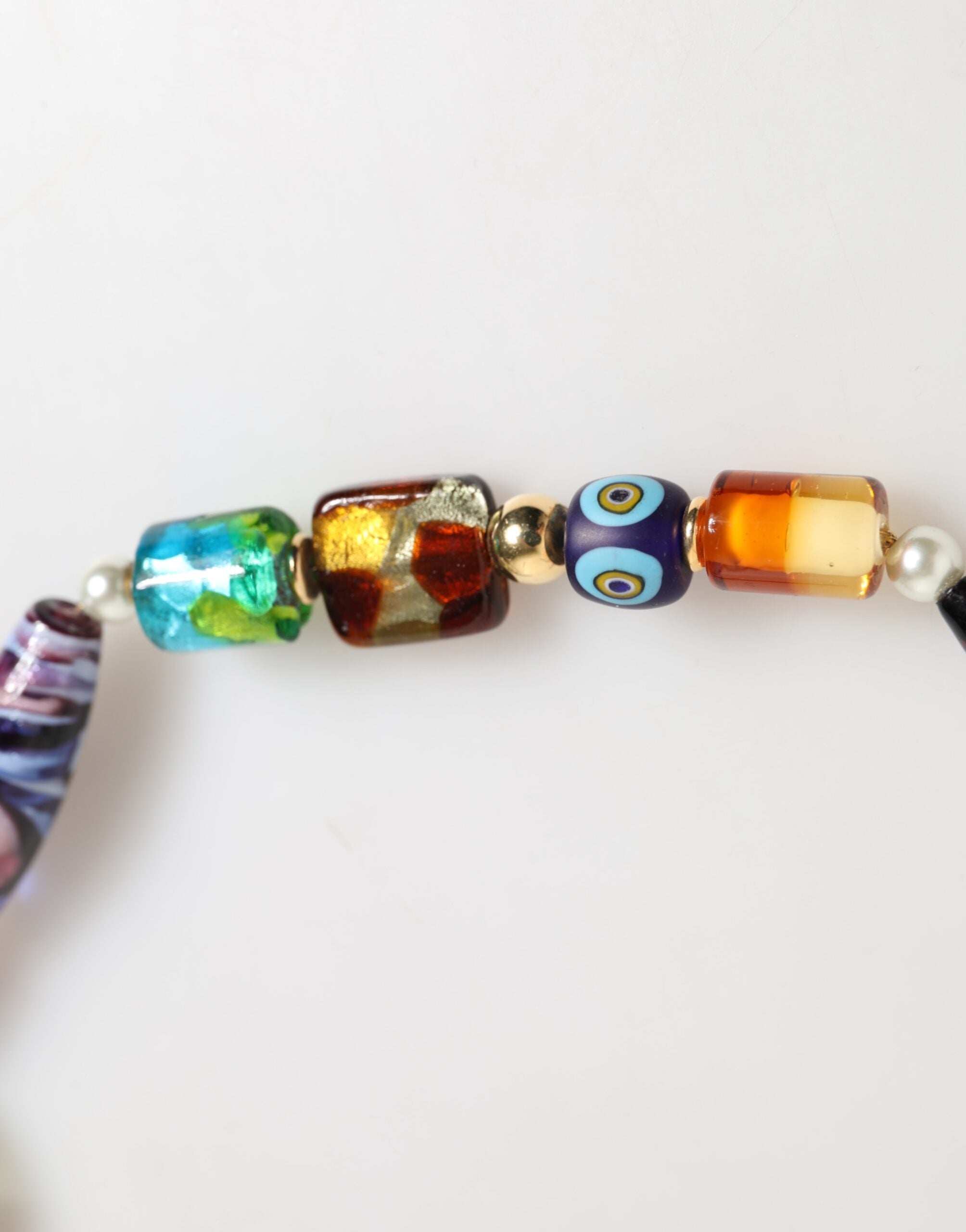 Dolce & Gabbana Multicolor Murano Glass Beads Gold Chain Jewelry Necklace - Zeiniez