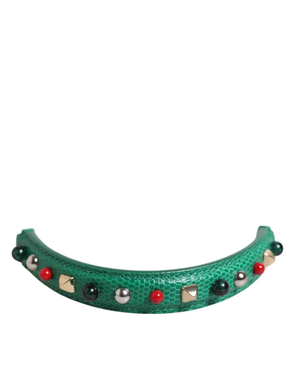Dolce & Gabbana Green Embellished Leather Bag Handle Women Shoulder Strap - Zeiniez