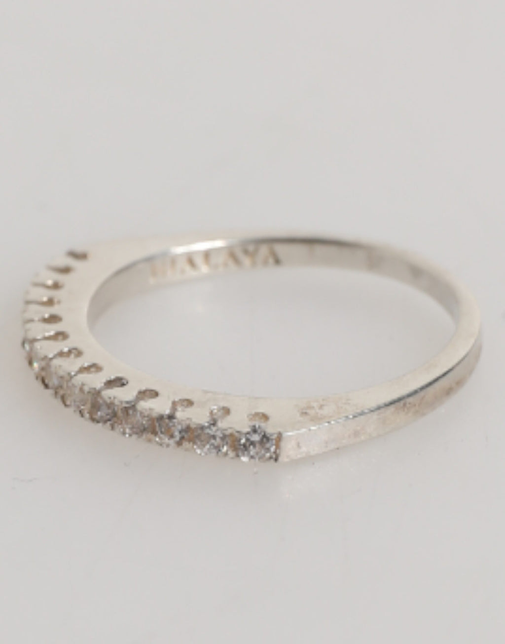 Nialaya Sterling Silver 925 Band Pave CZ Crystal Eternity Ring
