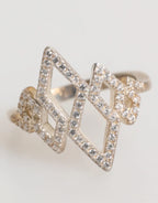 Nialaya Geometric Diamond Shape Pave CZ Crystal Jewelry Ring - Zeiniez