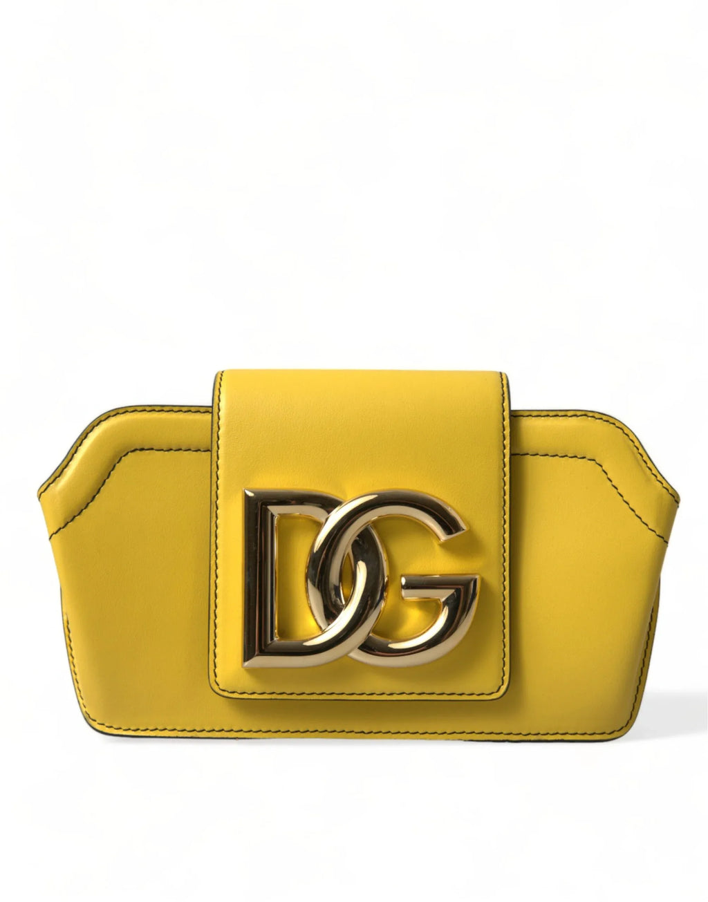 Dolce & Gabbana Yellow Smooth Leather DG Logo Clutch Crossbody Case Bag - Zeiniez
