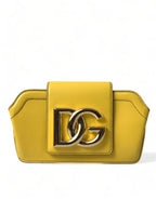 Dolce & Gabbana Yellow Smooth Leather DG Logo Clutch Crossbody Case Bag - Zeiniez