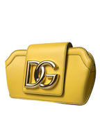 Dolce & Gabbana Yellow Smooth Leather DG Logo Clutch Crossbody Case Bag - Zeiniez