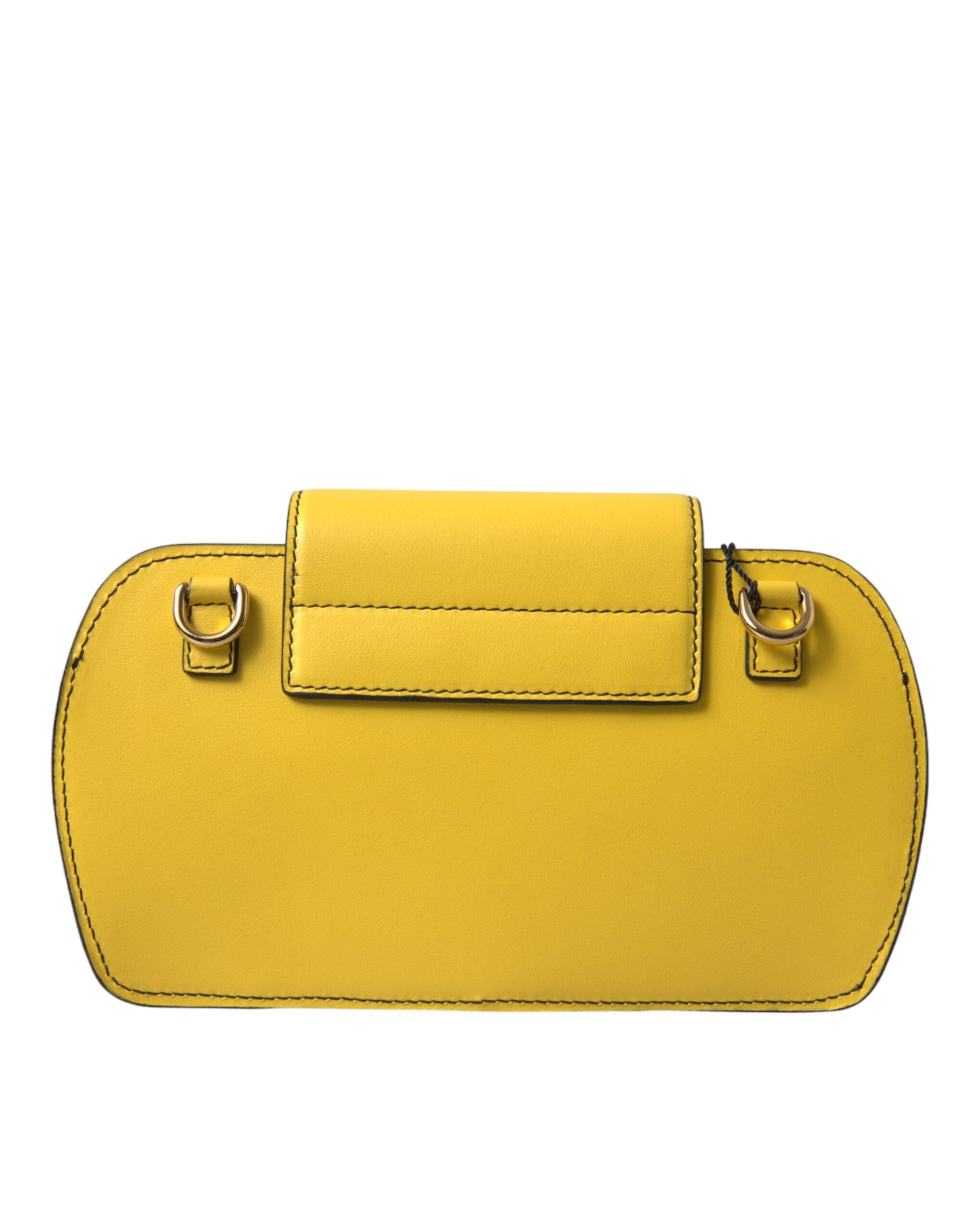 Dolce & Gabbana Yellow Smooth Leather DG Logo Clutch Crossbody Case Bag - Zeiniez