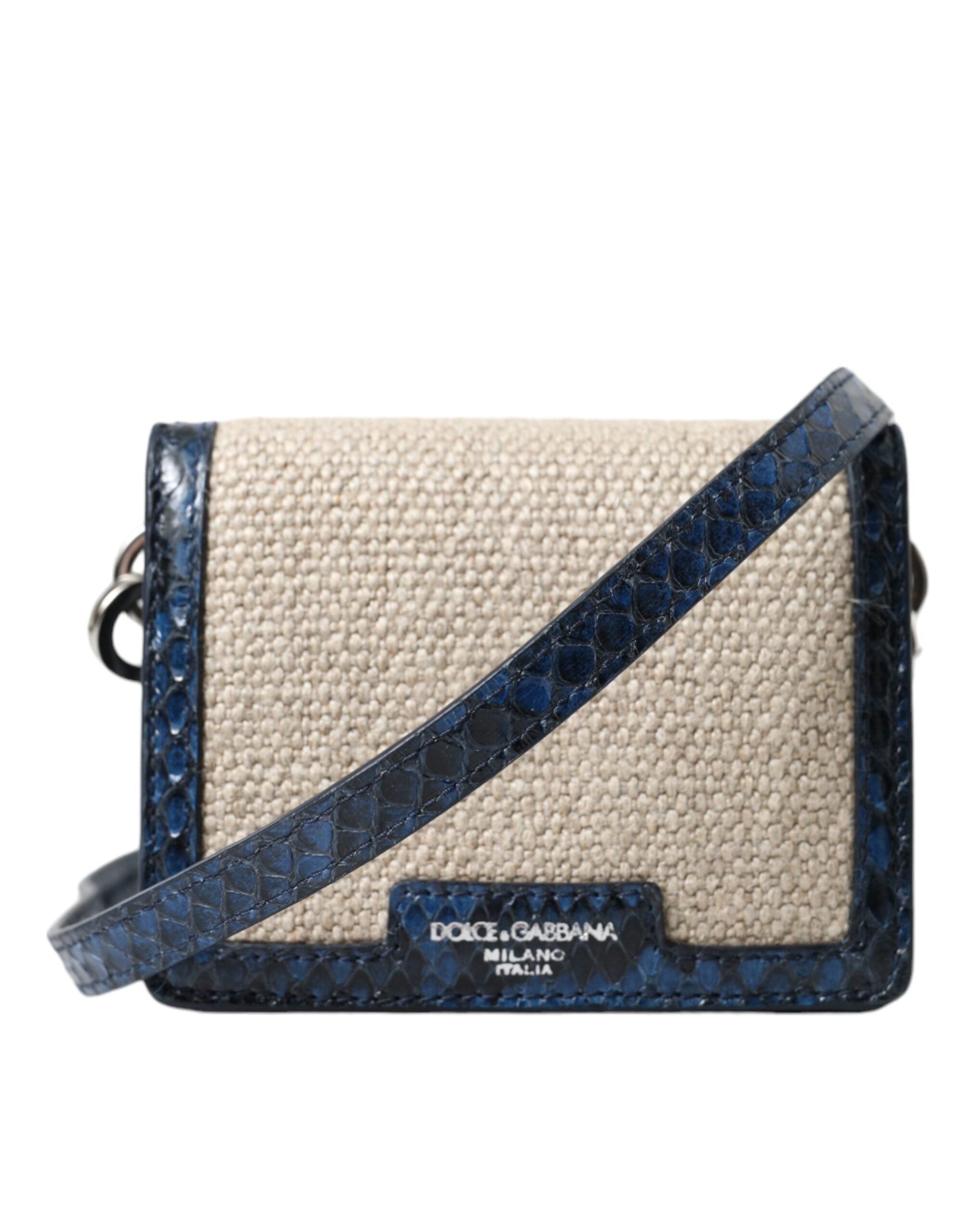 Dolce & Gabbana Beige Raffia Blue Leather Trim Mini Shoulder Purse Crossbody Bag - Zeiniez