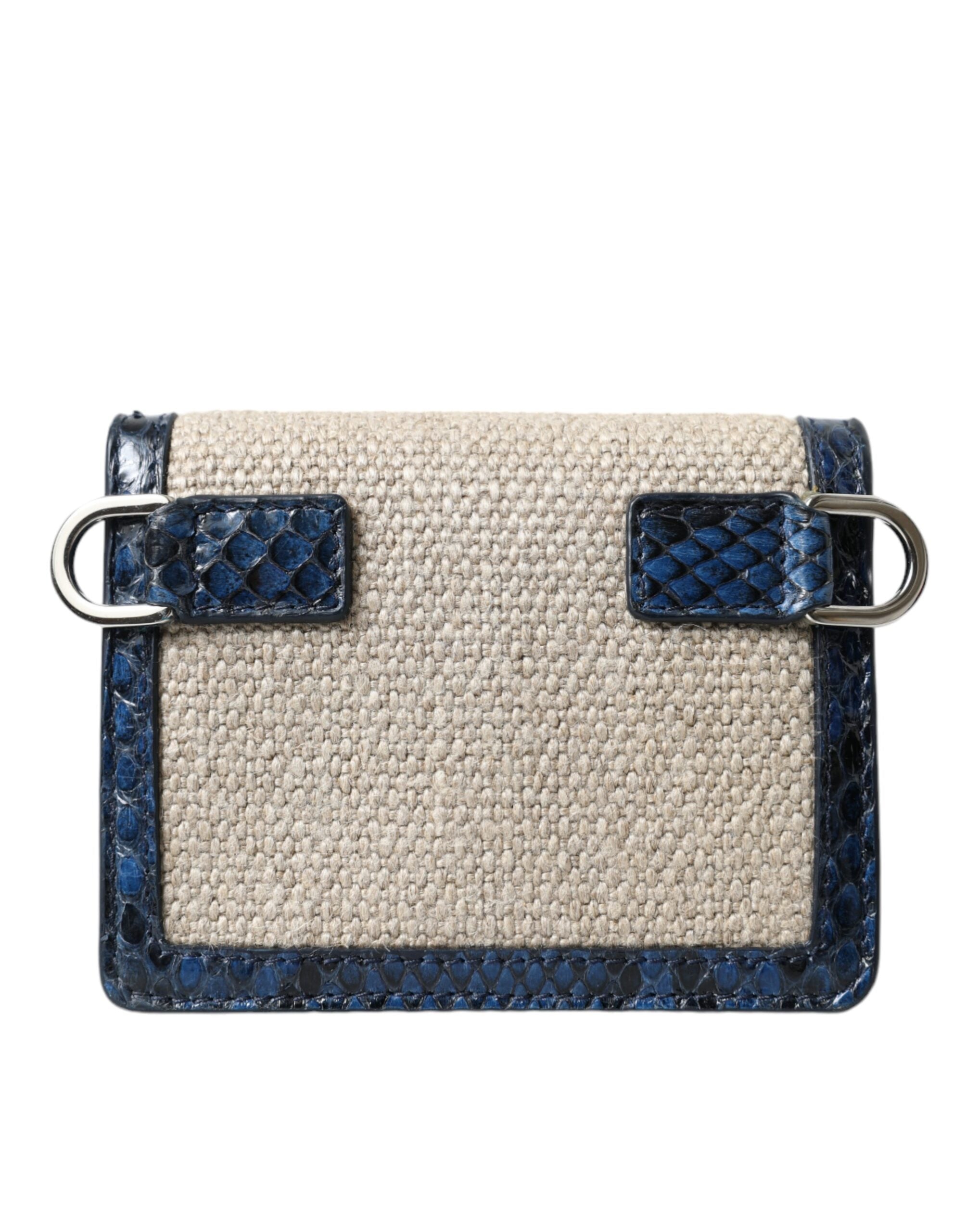 Dolce & Gabbana Beige Raffia Blue Leather Trim Mini Shoulder Purse Crossbody Bag - Zeiniez
