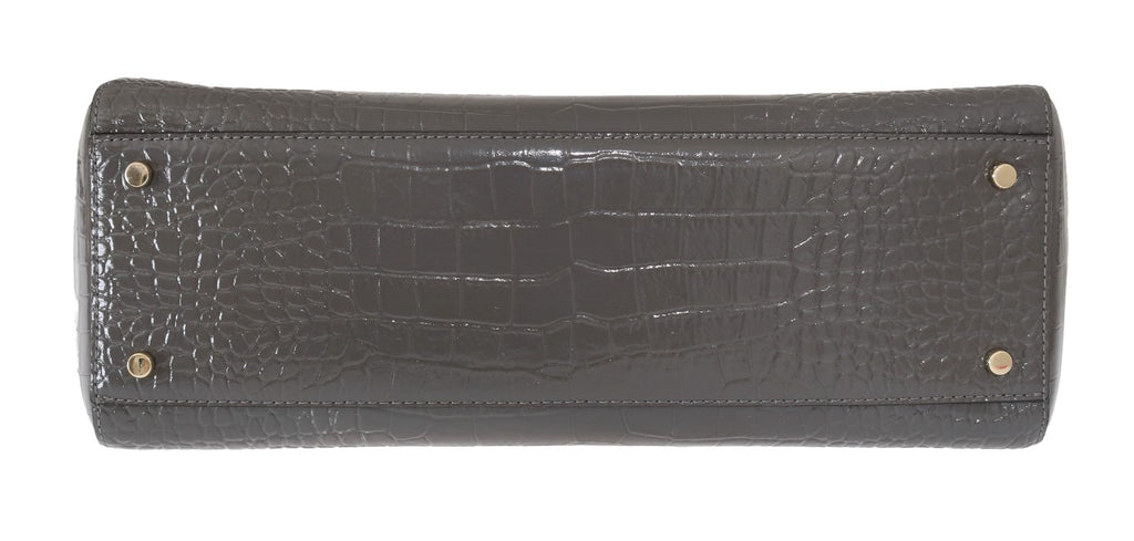 Kate Spade Grey Croc Embossed Leather Elissa Bristol Drive Tote Handbag Bag - Zeiniez