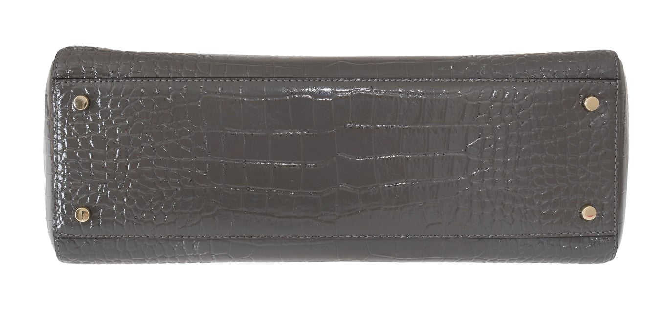 Kate Spade Grey Croc Embossed Leather Elissa Bristol Drive Tote Handbag Bag - Zeiniez