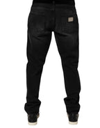Dolce & Gabbana Black Washed Cotton Skinny Men Denim Jeans - Zeiniez
