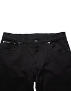 Dolce & Gabbana Black Cotton Blend Skinny Men Trouser Pants