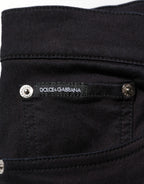 Dolce & Gabbana Black Cotton Blend Skinny Men Trouser Pants