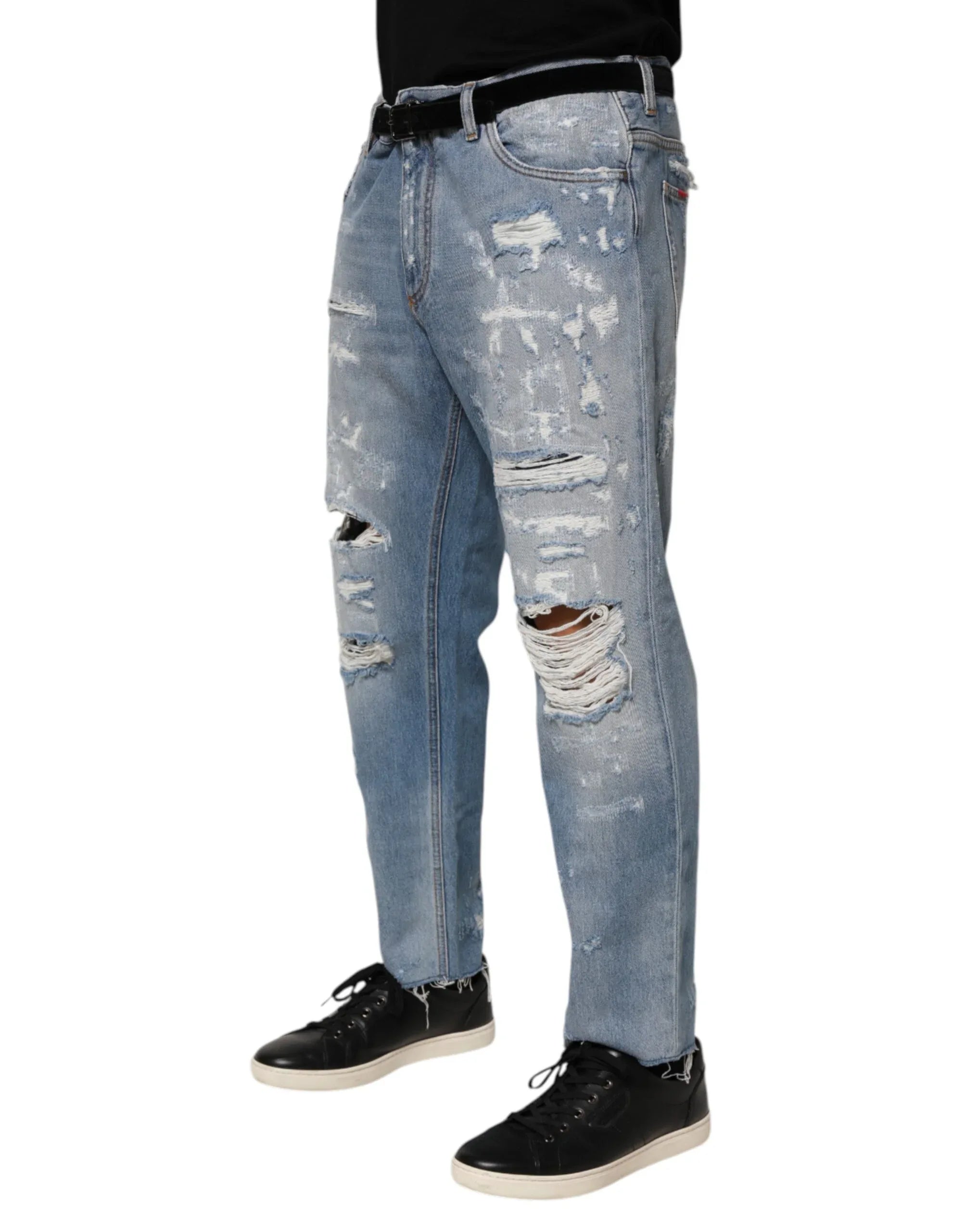 Dolce & Gabbana Blue Distressed Ripped Denim Pants Jeans - Zeiniez