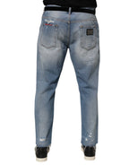 Dolce & Gabbana Blue Distressed Ripped Denim Pants Jeans - Zeiniez