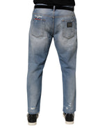 Dolce & Gabbana Blue Distressed Ripped Denim Pants Jeans