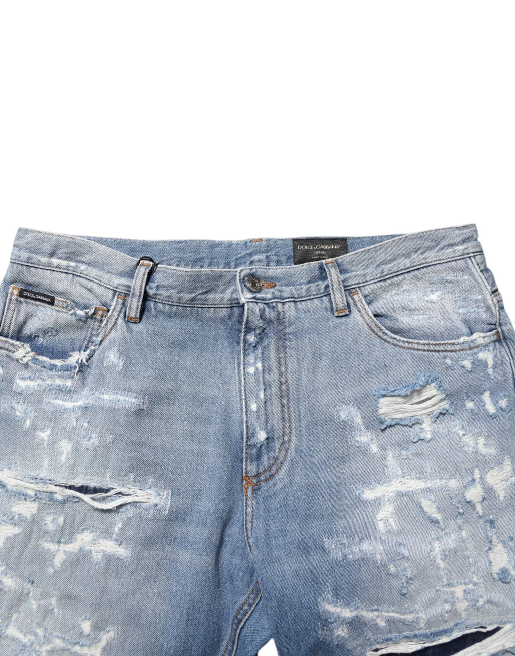 Dolce & Gabbana Blue Distressed Ripped Denim Pants Jeans - Zeiniez