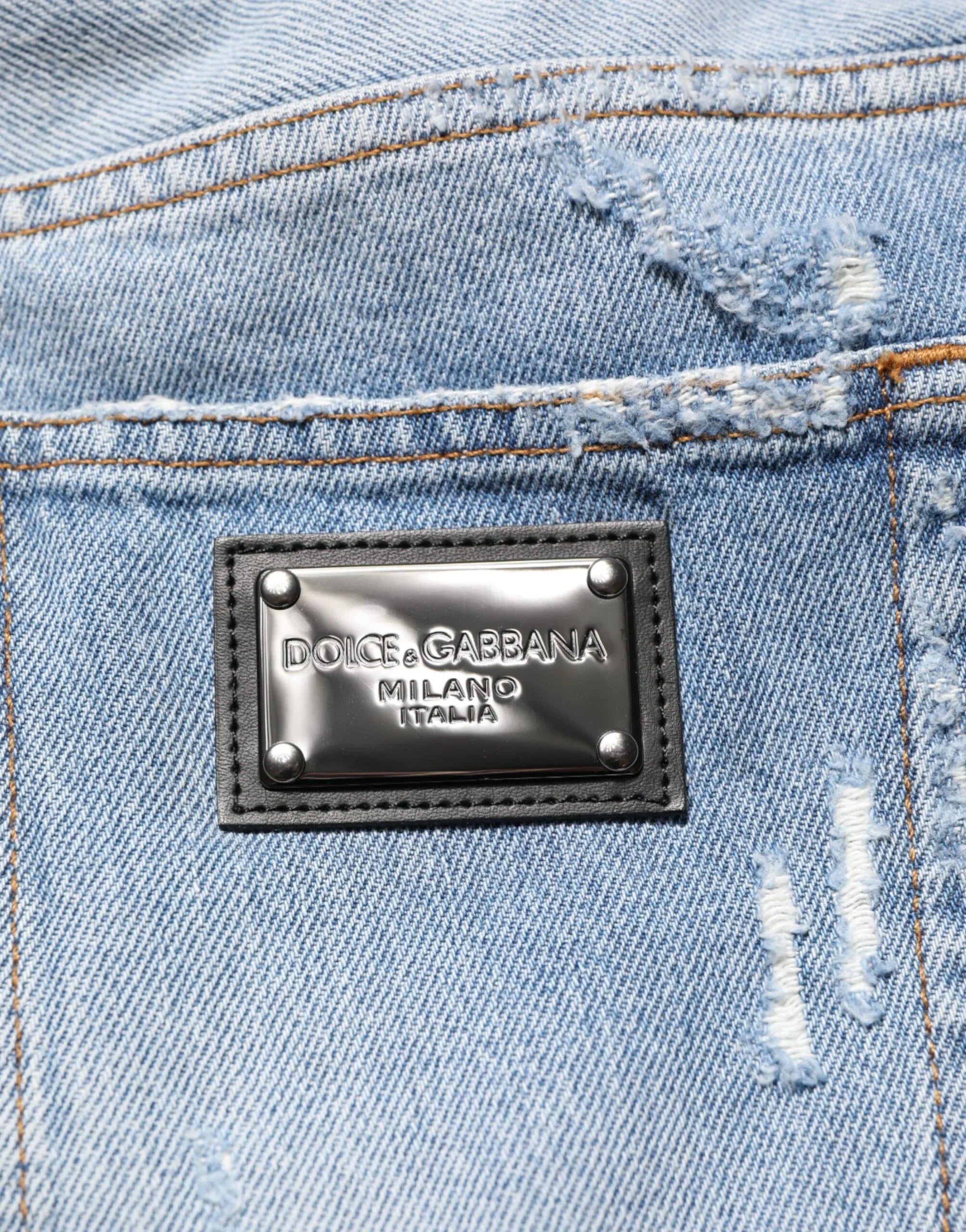 Dolce & Gabbana Blue Distressed Ripped Denim Pants Jeans - Zeiniez