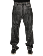 Dolce & Gabbana Black Grey Graphic Print Denim Pants Jeans - Zeiniez