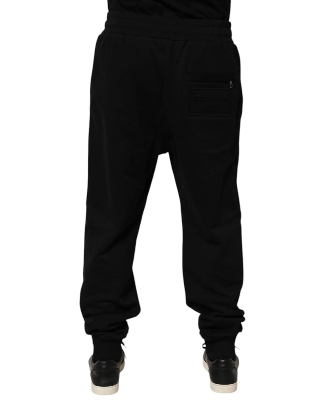 Dolce & Gabbana Black Cotton Drawstring Logo Sweatpants Pants - Zeiniez