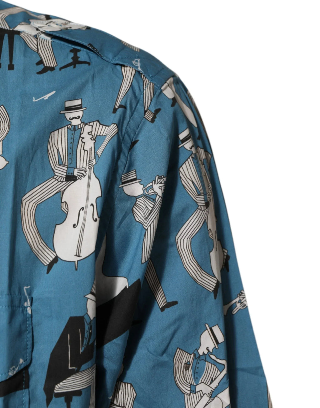 Dolce & Gabbana Blue Jazz Printed Cotton Button Front Shirt - Zeiniez