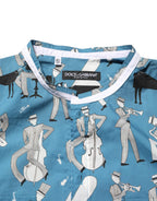 Dolce & Gabbana Blue Jazz Printed Cotton Button Front Shirt - Zeiniez