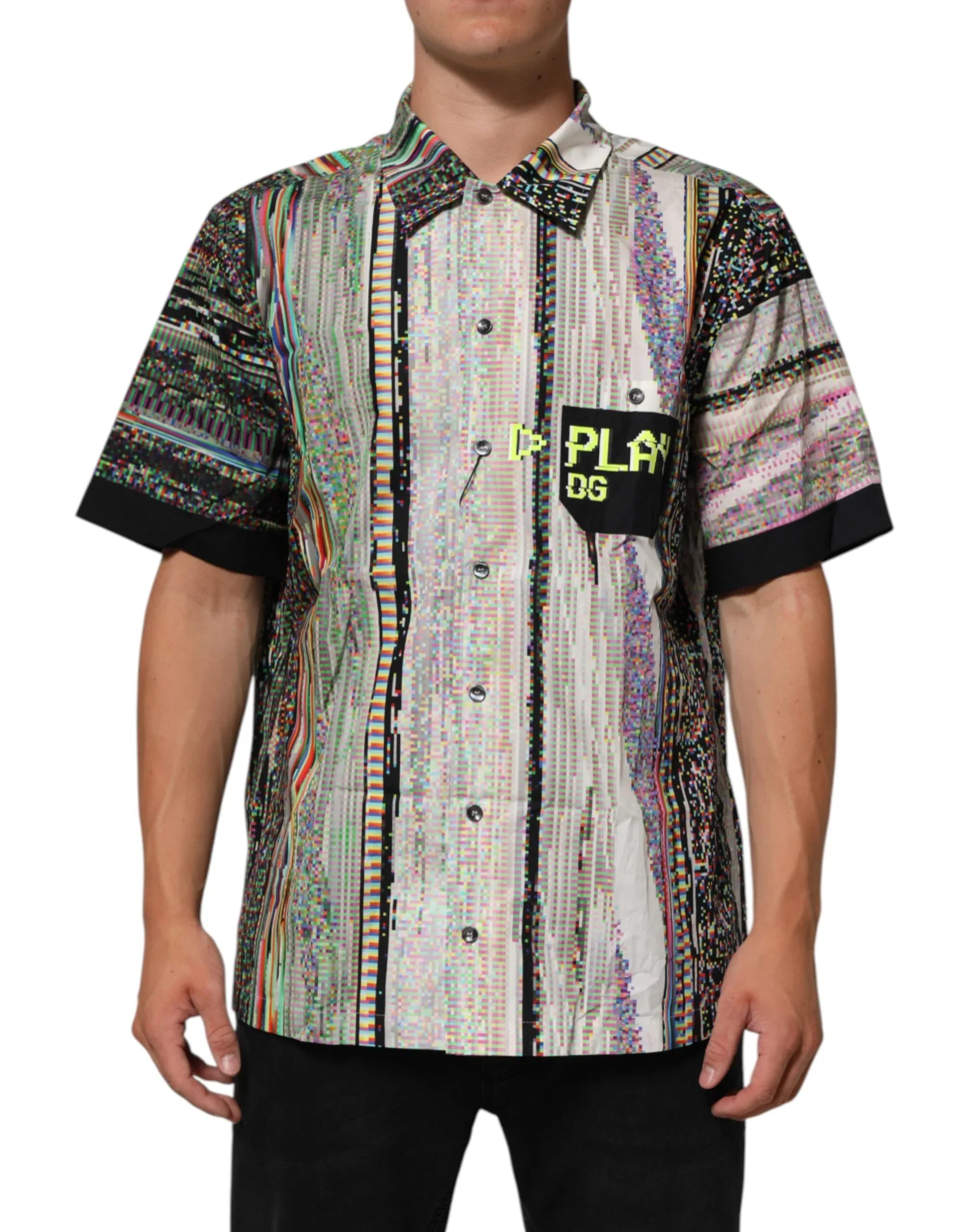 Dolce & Gabbana Multicolor Graphic Collared Casual Shirt - Zeiniez