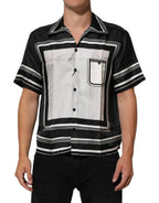 Dolce & Gabbana Black White StripeDot Print Casual Polo Shirt - Zeiniez