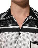 Dolce & Gabbana Black White StripeDot Print Casual Polo Shirt - Zeiniez