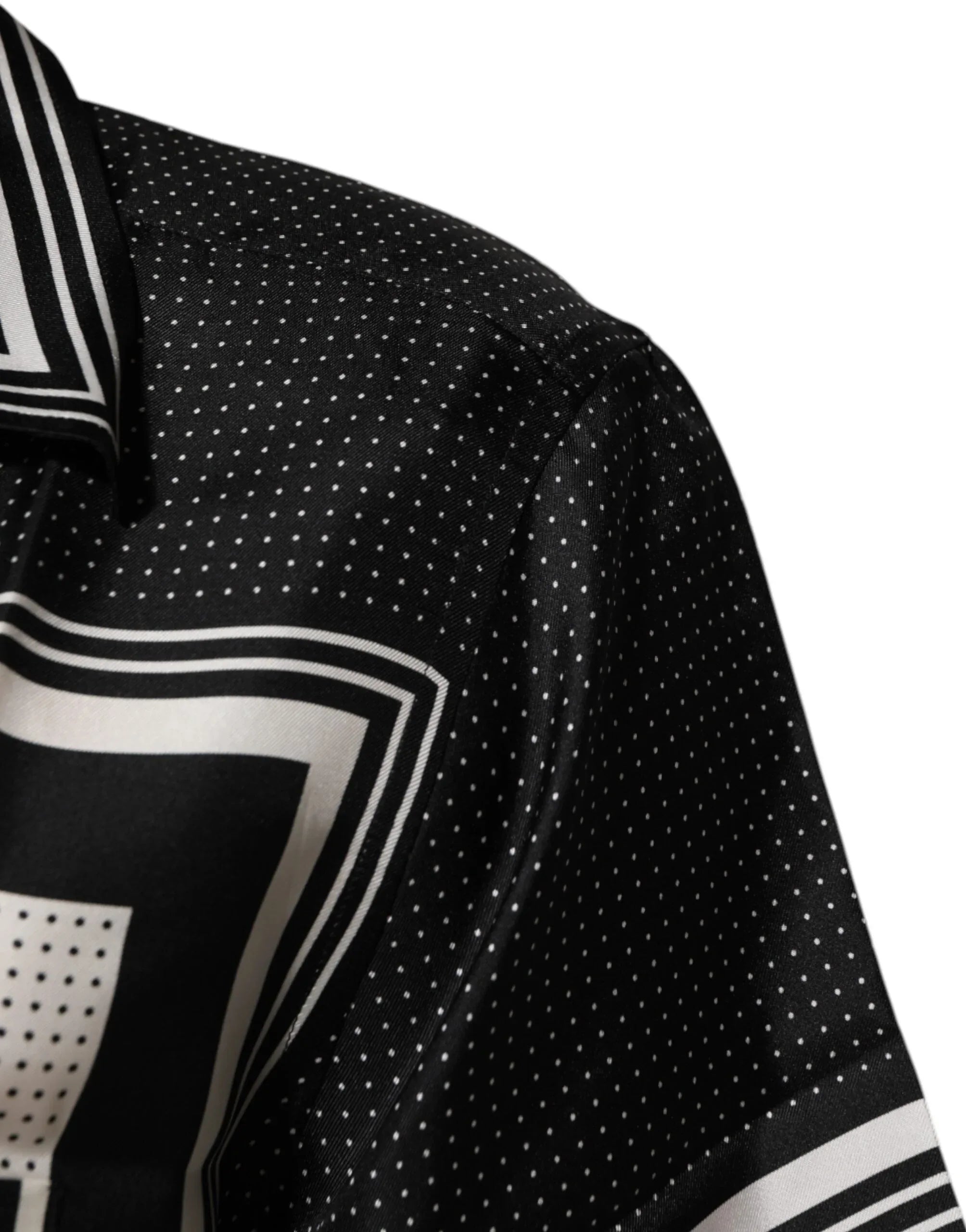 Dolce & Gabbana Black White StripeDot Print Casual Polo Shirt - Zeiniez