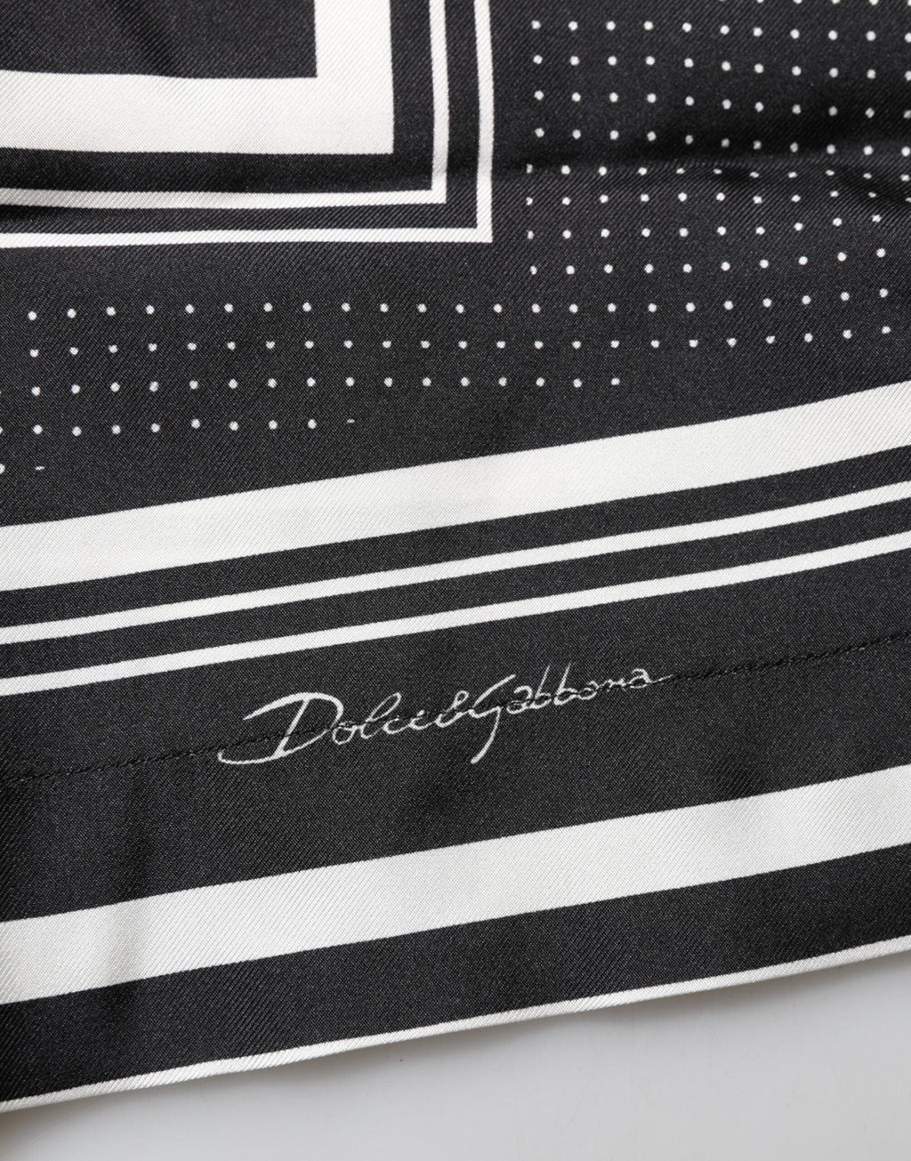 Dolce & Gabbana Black White StripeDot Print Casual Polo Shirt - Zeiniez