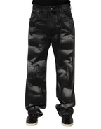 Dolce & Gabbana Black Marbled Effect Straight Men Denim Jeans - Zeiniez