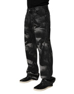 Dolce & Gabbana Black Marbled Effect Straight Men Denim Jeans - Zeiniez