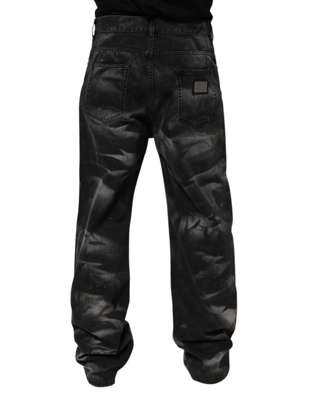 Dolce & Gabbana Black Marbled Effect Straight Men Denim Jeans - Zeiniez