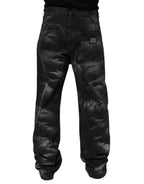Dolce & Gabbana Black Marbled Effect Straight Men Denim Jeans - Zeiniez