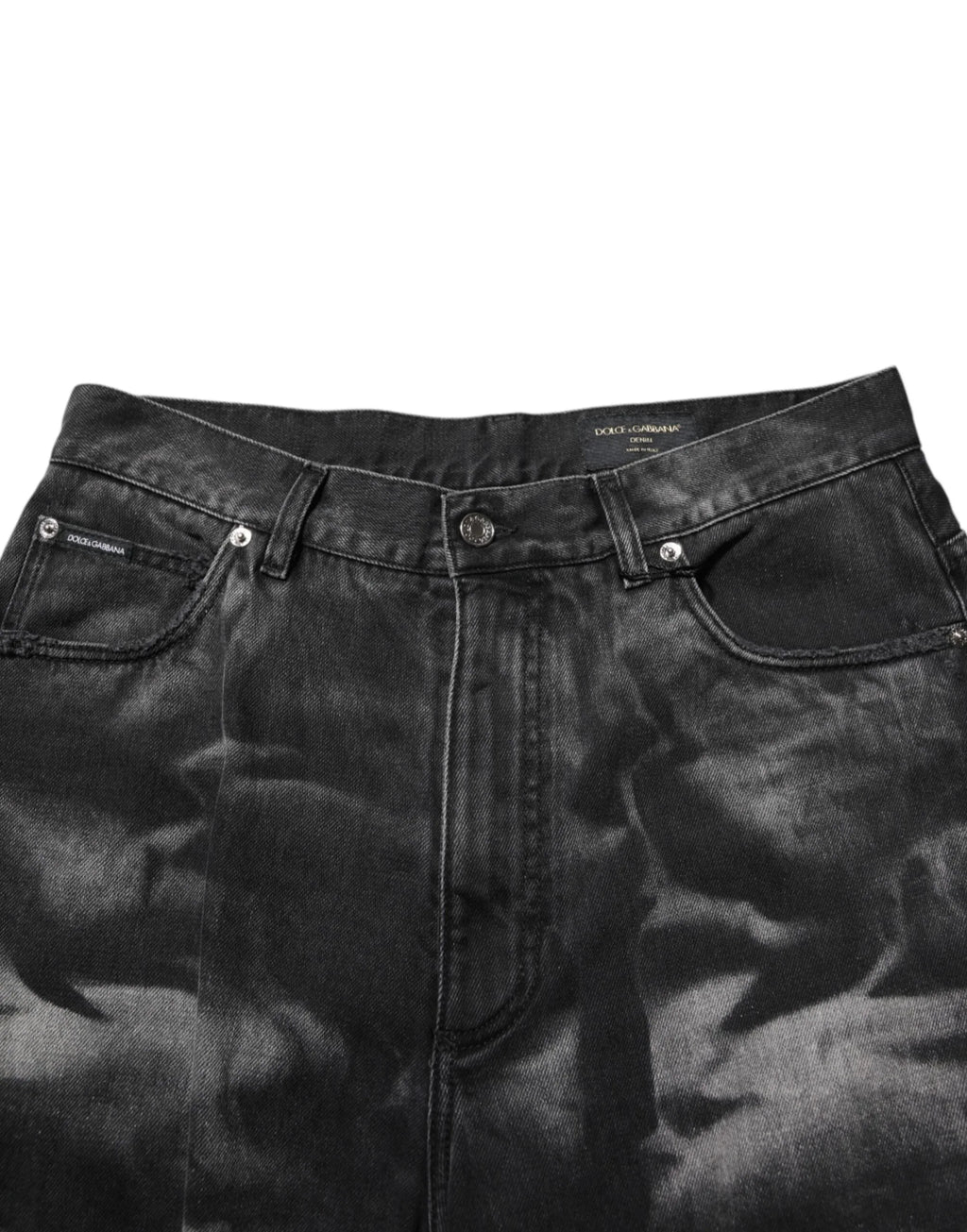 Dolce & Gabbana Black Marbled Effect Straight Men Denim Jeans - Zeiniez
