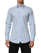 Dolce & Gabbana Light Blue Cotton GOLD Formal Men Dress Shirt - Zeiniez