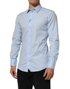 Dolce & Gabbana Light Blue Cotton GOLD Formal Men Dress Shirt - Zeiniez