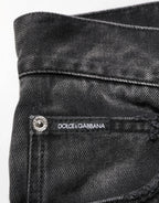 Dolce & Gabbana Black Marbled Effect Straight Men Denim Jeans - Zeiniez