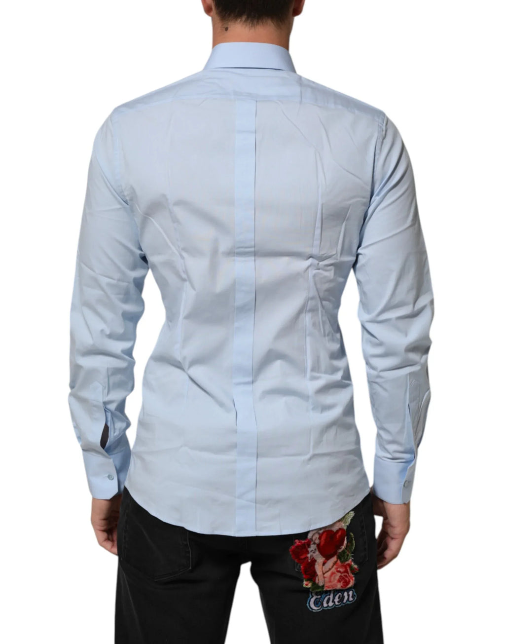 Dolce & Gabbana Light Blue Cotton GOLD Formal Men Dress Shirt - Zeiniez