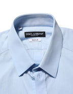 Dolce & Gabbana Light Blue Cotton GOLD Formal Men Dress Shirt - Zeiniez
