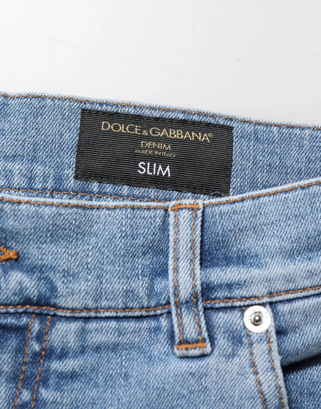 Dolce & Gabbana Blue Tattered Slim Fit Cotton Denim Jeans - Zeiniez