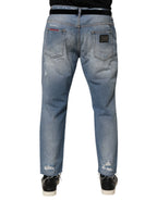 Dolce & Gabbana Blue Distressed Ripped Denim Trouser Jeans - Zeiniez