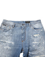 Dolce & Gabbana Blue Distressed Ripped Denim Trouser Jeans - Zeiniez